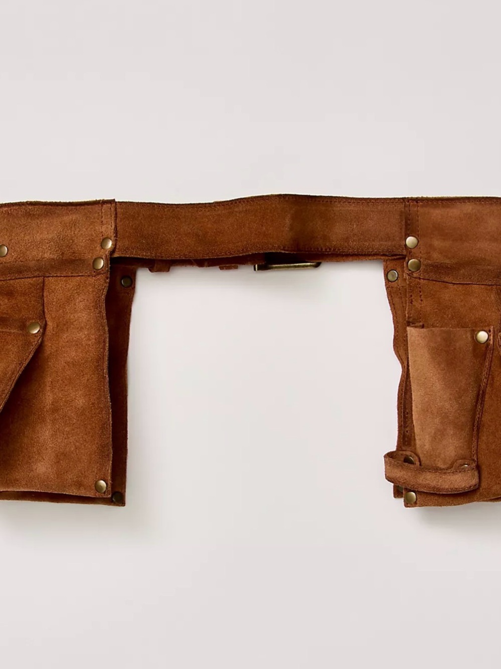 Free People Brown Suede Double Pocket Satchel Belt